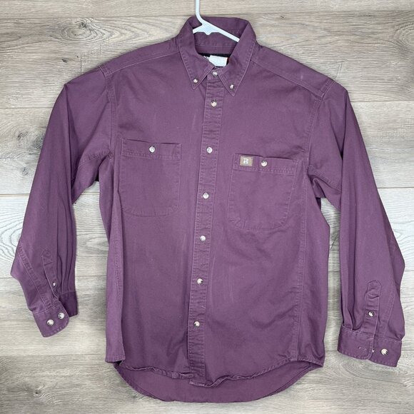 Wrangler Riggs Workwear Button Down Shirt Mens Large Button Up Pocket Purple - Picture 2 of 8